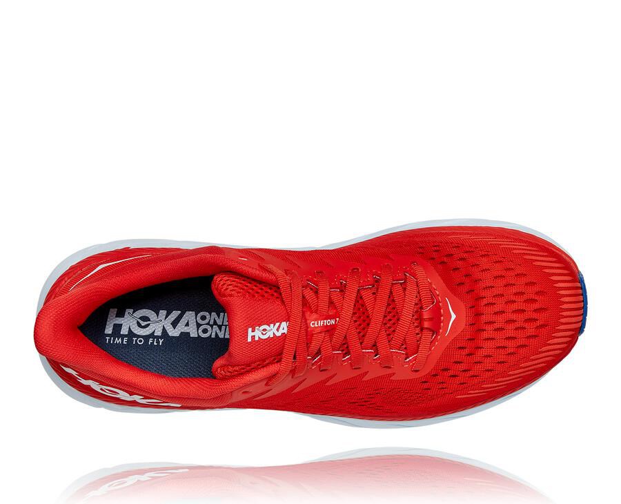 Zapatillas Running Hoka One One Hombre - Clifton 7 - Rojas/Blancas - EWH345109